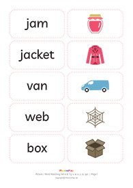 Picture / word matching cards<br/>Set  6 & 7 [j v w x z zz qu]<br/>(11 pairs)